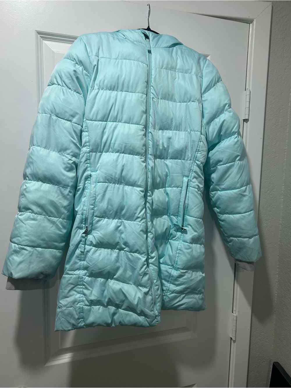 Lands' End Aqua Blue Kids' Long Puffer Coat with Hood